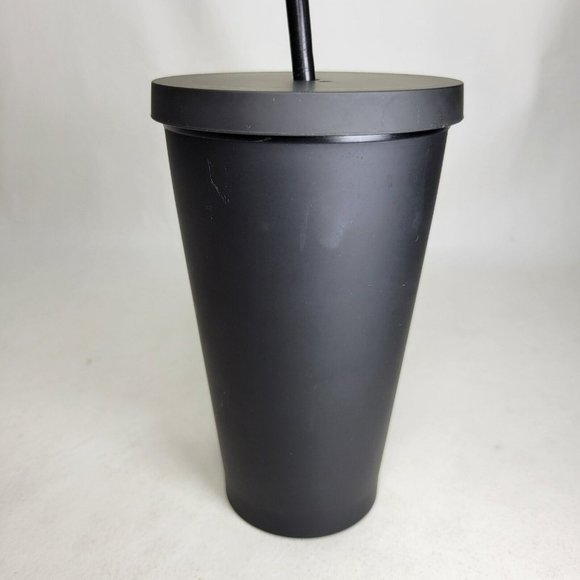 Starbucks Spellout Logo Matte Black Cold Cup with Straw Travel Tumbler 16oz - Picture 3 of 8